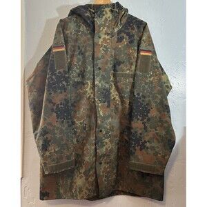 Vintage German Military Flecktarn Parka Mens 52/54 Camo Hooded Waterproof 1997